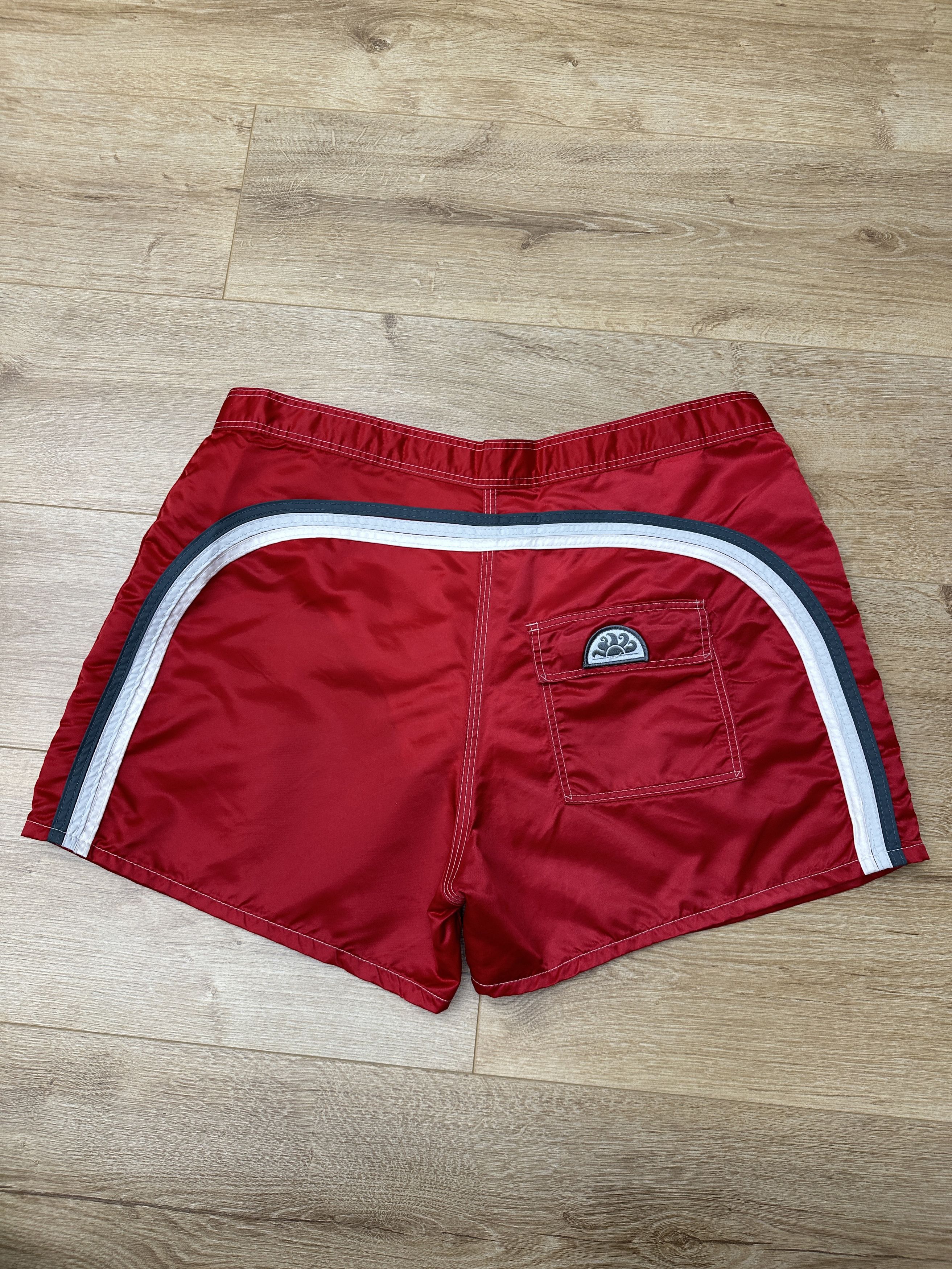 Sundek Sundek Swim Shorts Men's Size 38 Made USA Rainbow Stripe Red Size US 38 / EU 54 - 1 Thumbnail