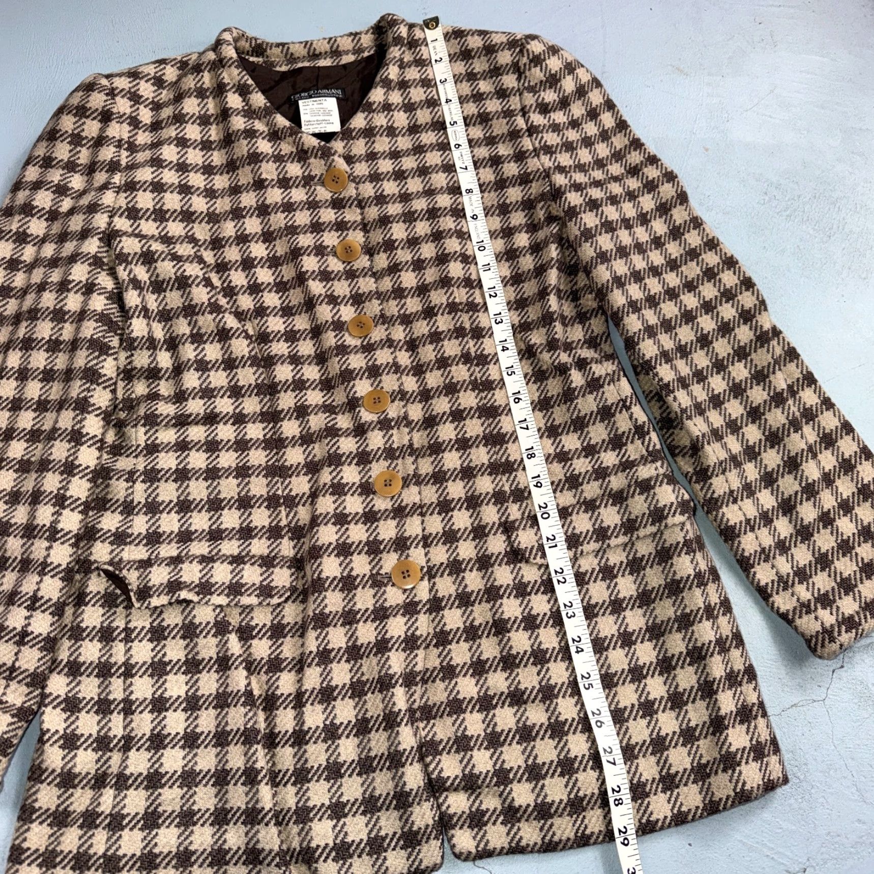 Giorgio Armani VINTAGE Giorgio Armani Jacket Women 42 Brown Houndstooth Wool Cashmere Italy Size M / US 6-8 / IT 42-44 - 7 Thumbnail