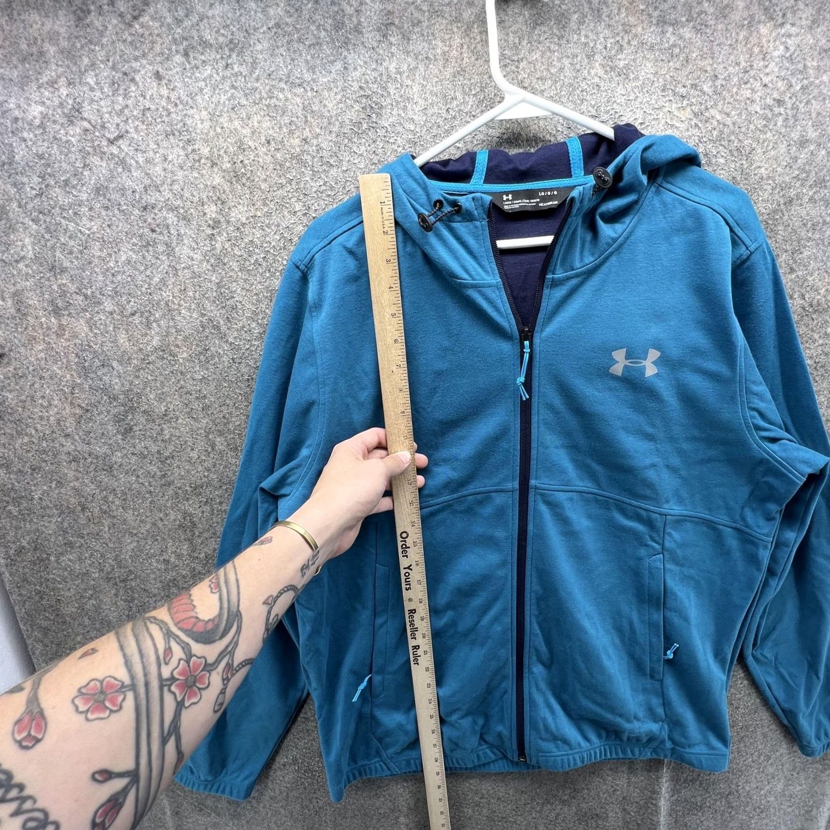 Under Armour VINTAGE Under Armour Hoodie Mens Large Blue HeatGear Full Zip Lightweight Logo Jacket Size US L / EU 52-54 / 3 - 6 Thumbnail