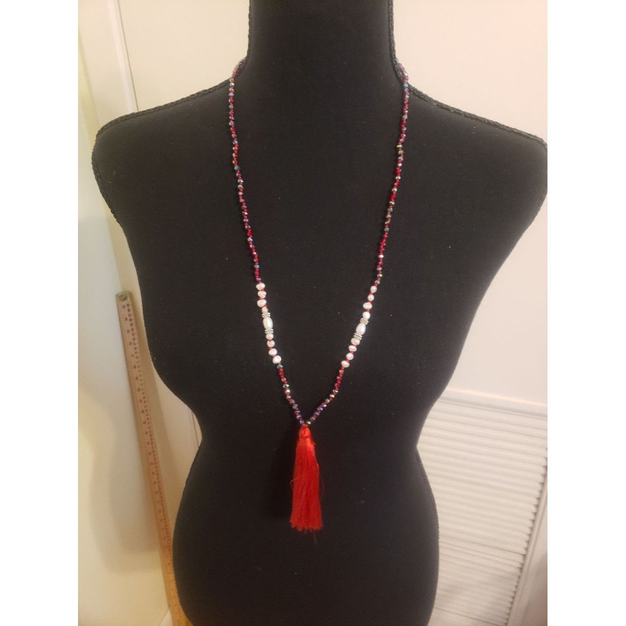 Other KELITCH Shell Pearl Hematite Beaded Necklace Long Red Tassel Size ONE SIZE - 2 Thumbnail