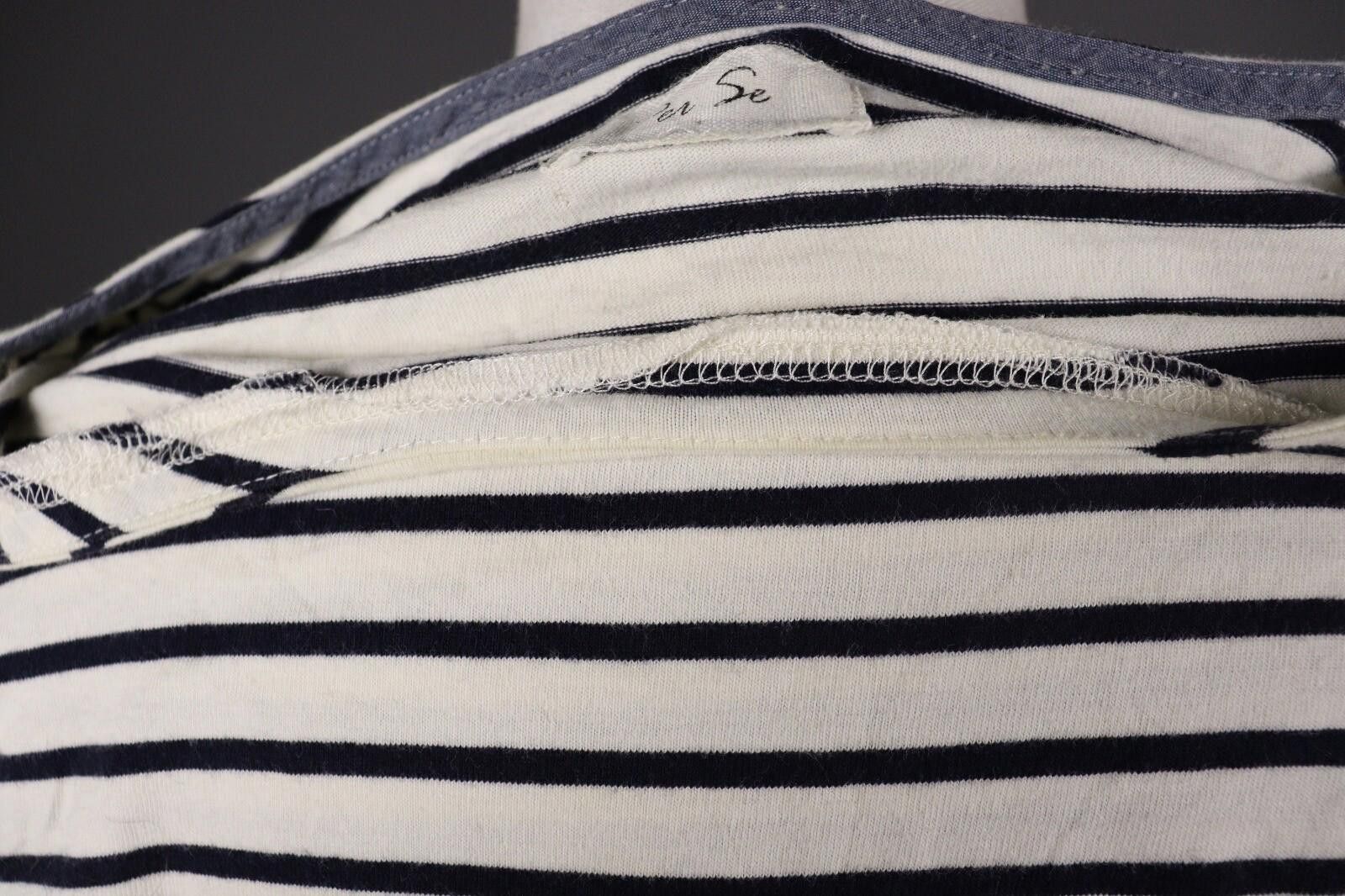 James Perse Per Se White Stripe Long Sleeve Knit Top Shirt Tunic Size L Size L / US 10 / IT 46 - 9 Thumbnail