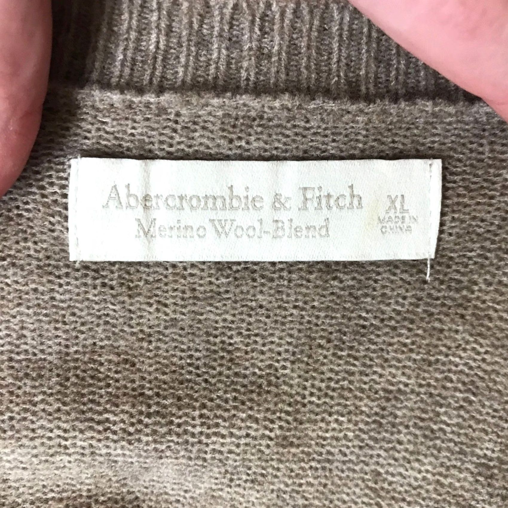 Abercrombie & Fitch Abercrombie & Fitch Womens XL Cardigan Merino Wool Blend Taupe Button Crew Neck Long Sleeve Size XL / US 12-14 / IT 48-50 - 7 Thumbnail