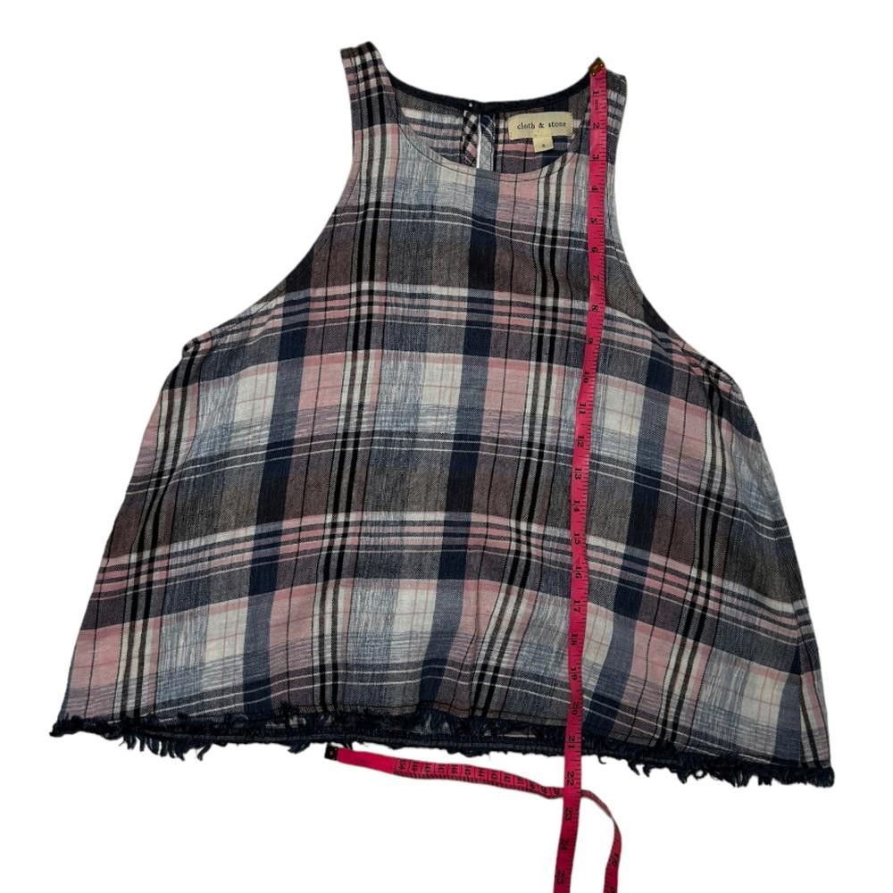 Designer Anthropologie l Cloth & Stone Plaid Fringe Top Small Size S / US 4 / IT 40 - 4 Thumbnail
