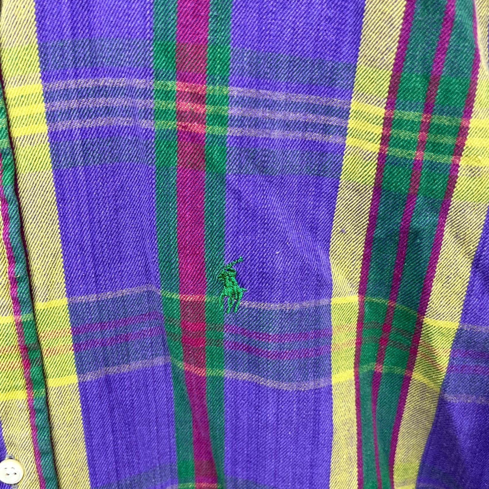 Polo Ralph Lauren VINTAGE Polo Ralph Lauren Shirt Plaid Purple Button-Up Long Sleeve XL Men’s 90s Size US XL / EU 56 / 4 - 3 Thumbnail