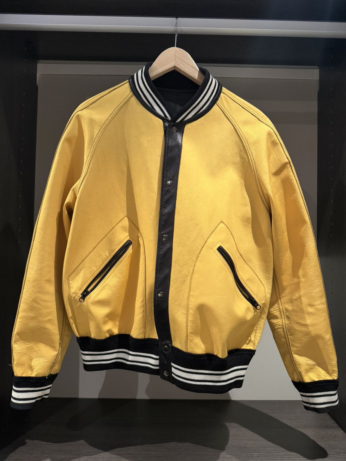 Other Black & Yellow Reversible Lambskin Leather Bomber Jacket Size US S / EU 44-46 / 1 - 6 Thumbnail