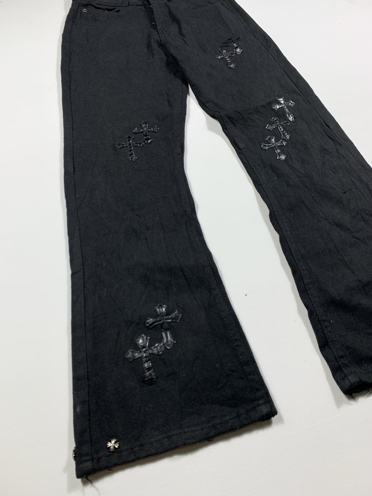 Isamu Katayama Backlash Crazy Sick Cross Gothic punk Unknown Flare Jeans Like CH Size US 28 / EU 44 - 3 Thumbnail