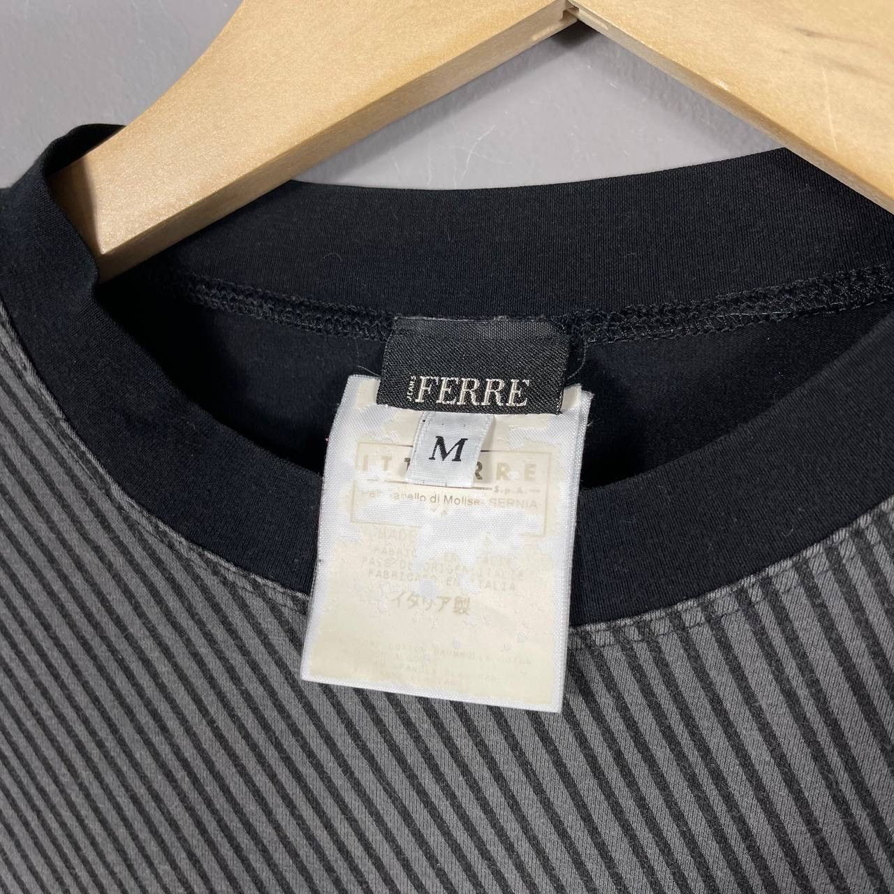 Gianfranco Ferre × Vintage Gianfranco Ferré Striped Logo Long Sleeve Tee Size US M / EU 48-50 / 2 - 4 Thumbnail