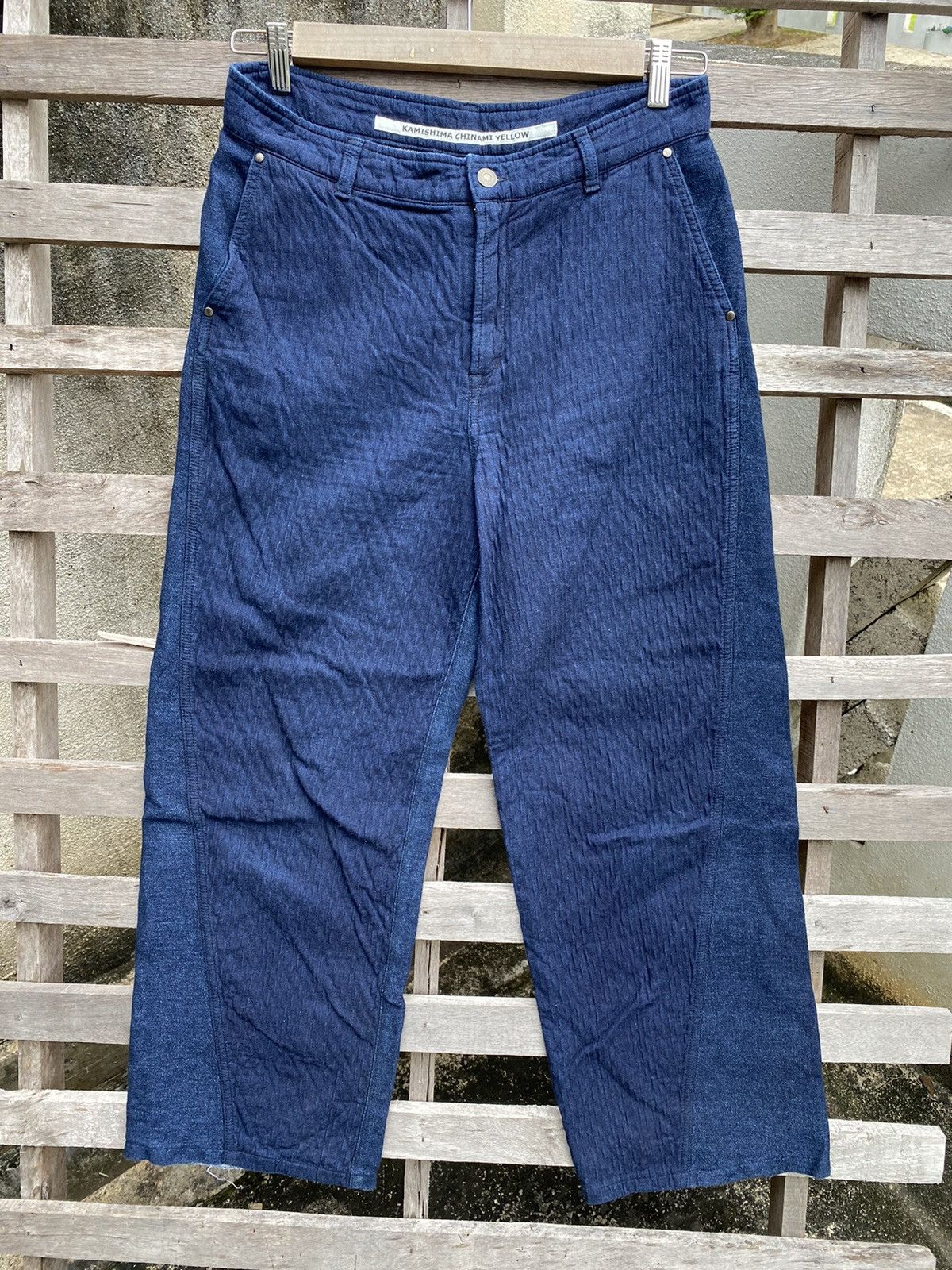 Japanese Brand Vintage Indigo Pants Kamishima Chinami Yellow Size US 31 - 3 Thumbnail