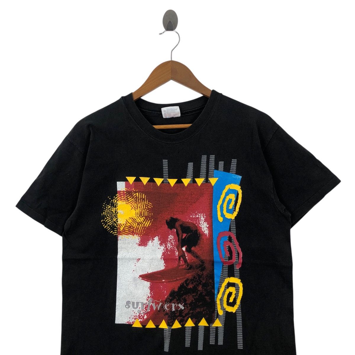 Vintage Vintage 90s SURF WERX Tee Shirt Red Hanes Tag Surfing Size US M / EU 48-50 / 2 - 2 Thumbnail
