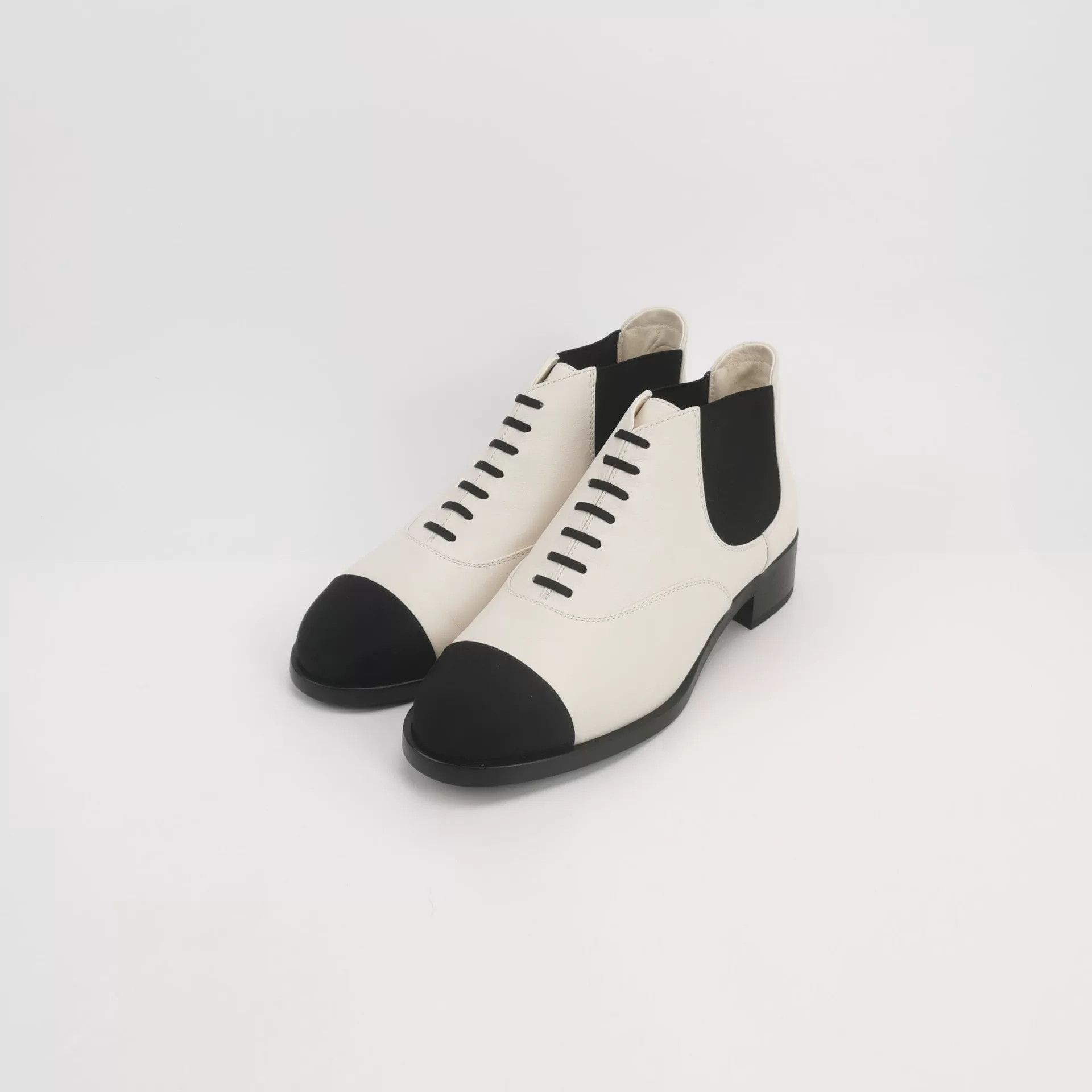 Chanel Chanel Black White Short Boots Size US 7.5 / IT 37.5 - 1 Thumbnail
