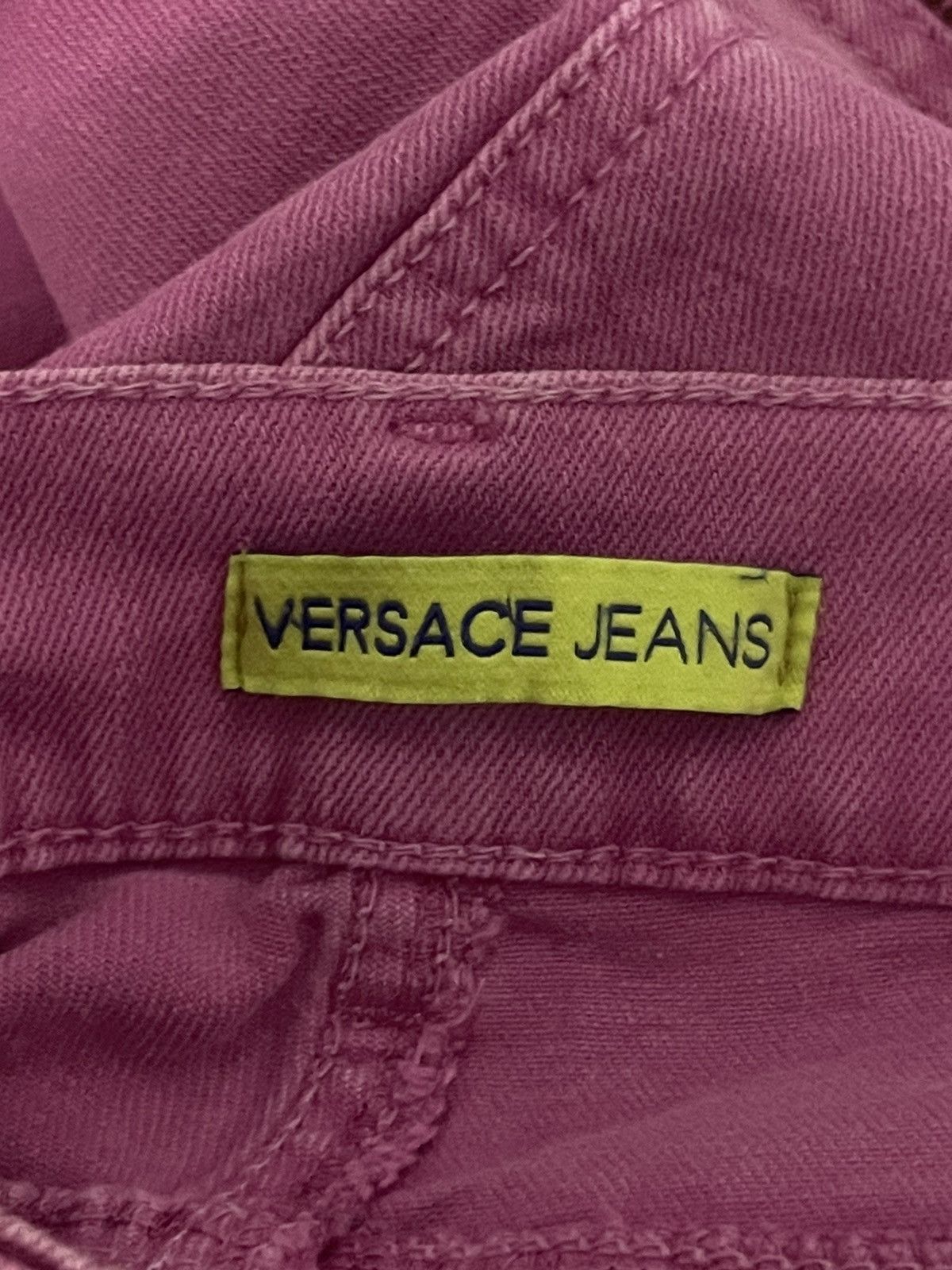 Versace Cross Zip Up Zipper Pink Pants