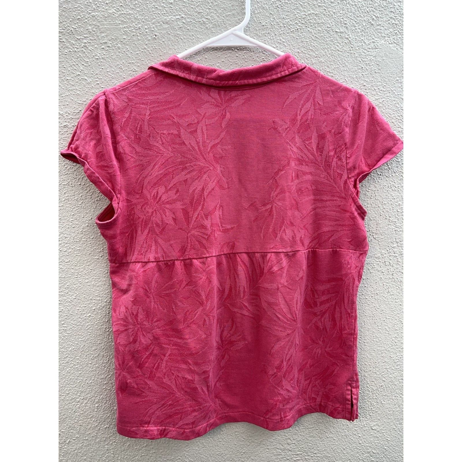 Pinko Womens Caribbean Joe Shirt Cap Sleeve Collared Floral Pink Petite Large Blouse Shirt Womens Caribbean Joe Cap Sleeve Collared V-Neck Floral Pink Size L / US 10 / IT 46 - 7 Thumbnail