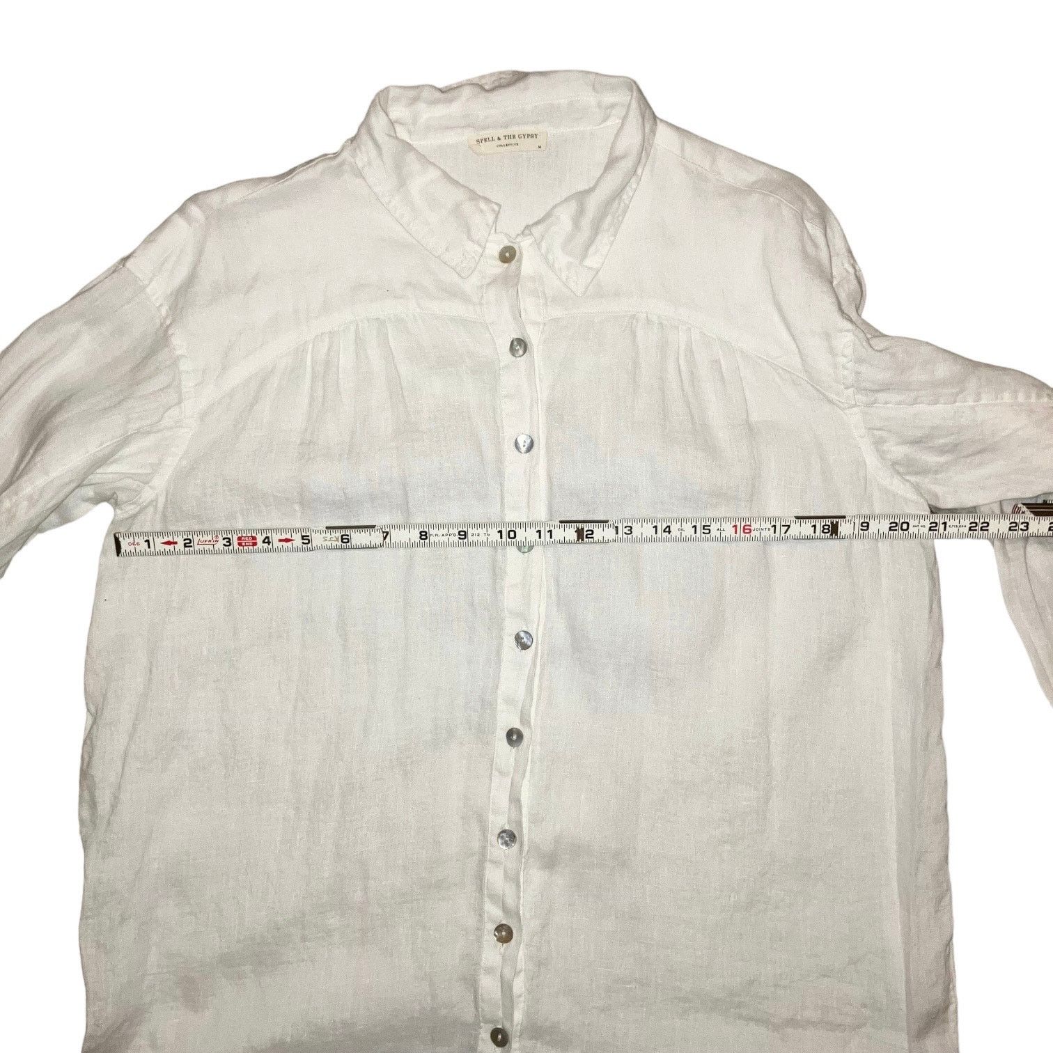 Spell Spell and the Gypsy Basic White Linen Blouse-Medium Size M / US 6-8 / IT 42-44 - 7 Thumbnail