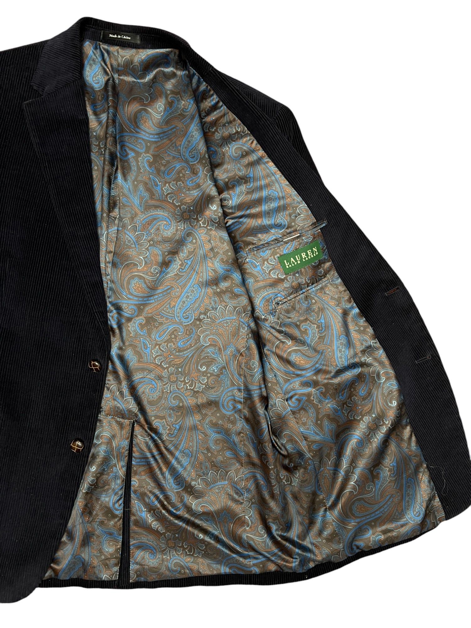 Lauren Ralph Lauren Ralph Lauren Navy Corduroy Sport Coat Paisley Sz 46 VTG Size 46R - 6 Thumbnail