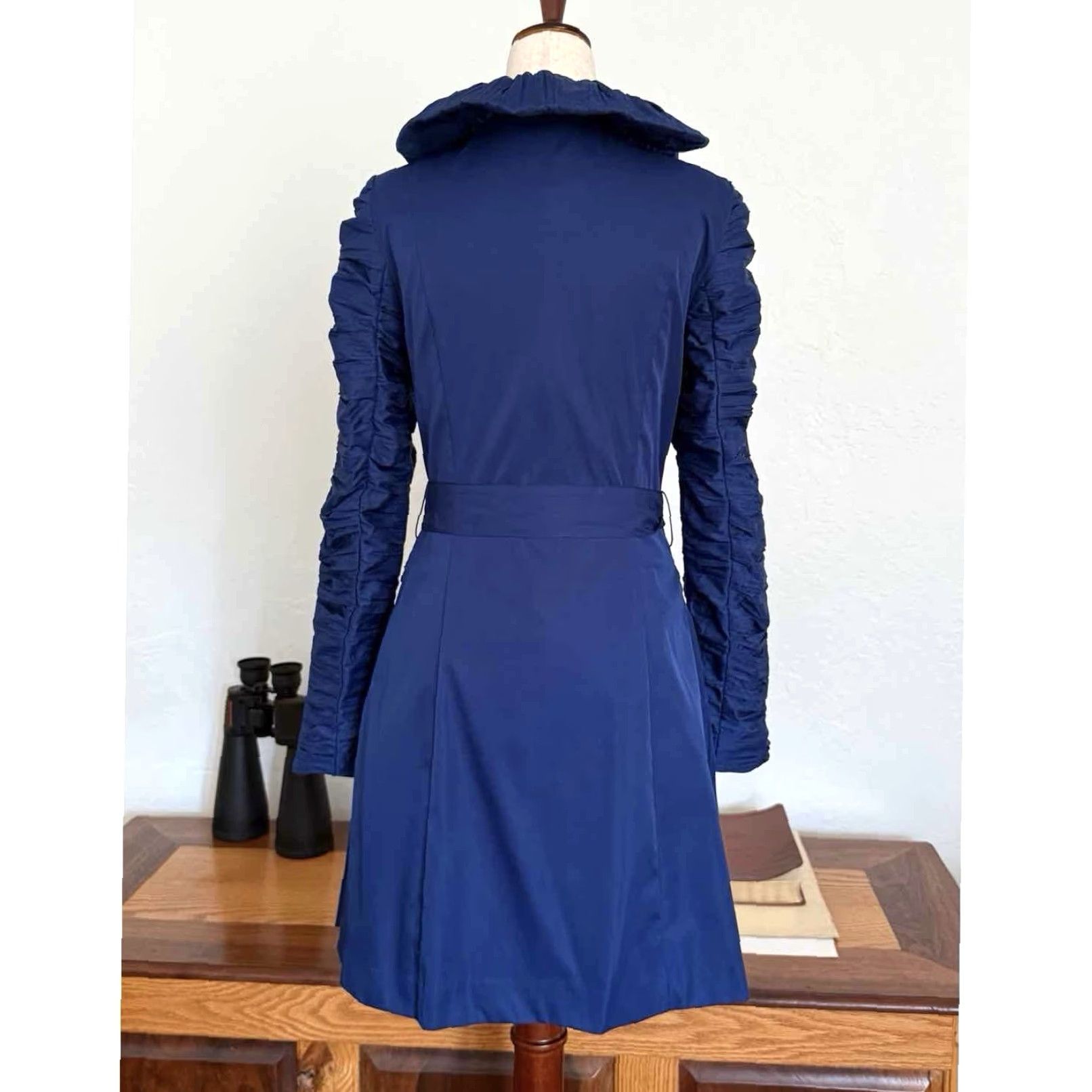 Vintage **Blue Ruched Samuel Dong Full-Zipper XS Dress Jacket** New title: **Blue Ruched Samuel Dong Full-Zipper XS Dress Jacket** Size XS / US 0-2 / IT 36-38 - 4 Thumbnail