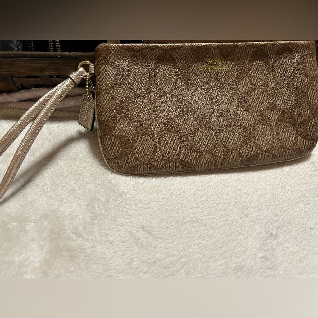 Coach COACH Large Wristlet In Signature Coated Canvas khaki Size ONE SIZE - 4 Thumbnail