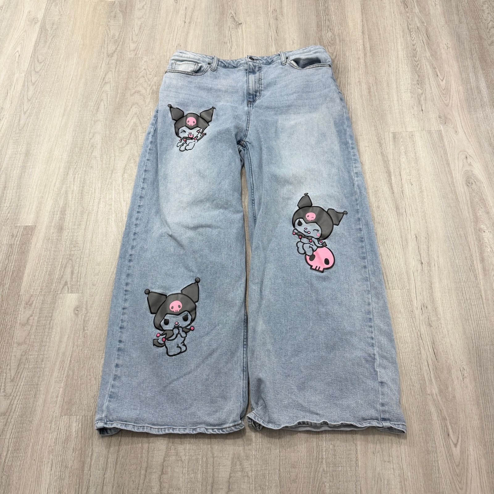 Vintage My Melody & Kuromi Wide Leg Jeans Women's 19 (Fits 36x29) Size 36" / US 14 / IT 50 - 1 Thumbnail