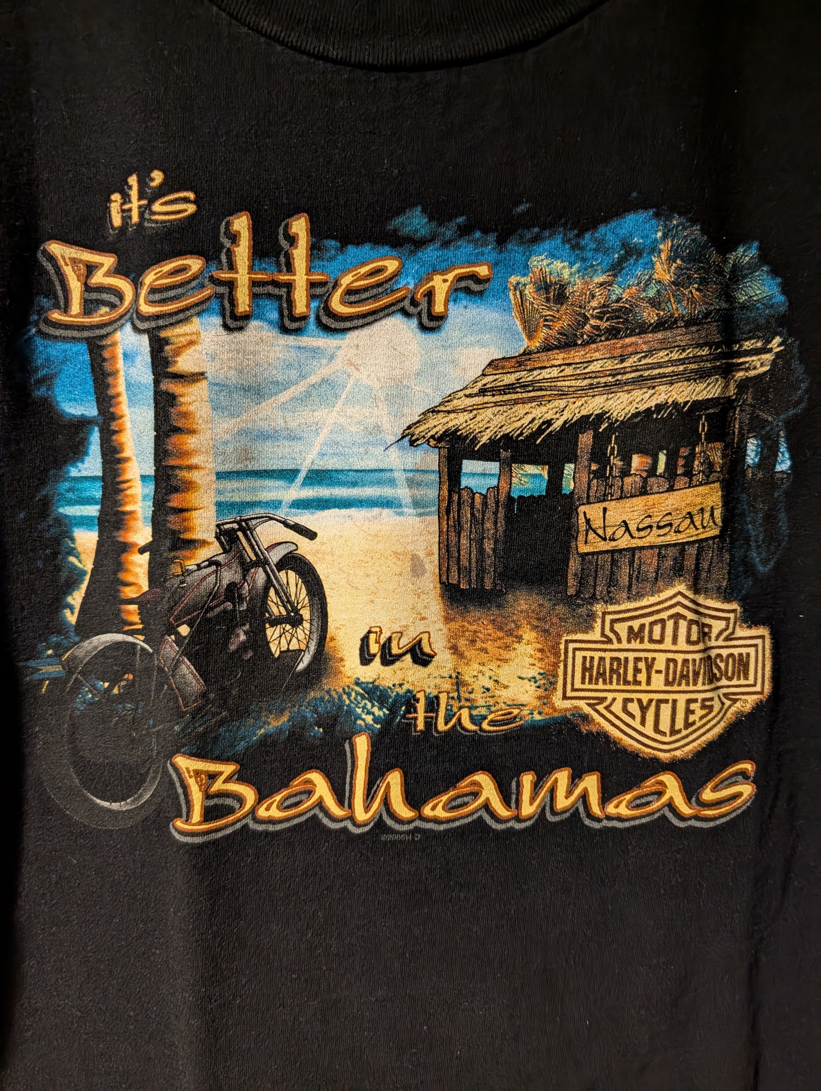 Harley Davidson Vintage 2005 Harley Davidson Motorcycle Bahamas T-Shirt Size US XXL / EU 58 / 5 - 2 Thumbnail