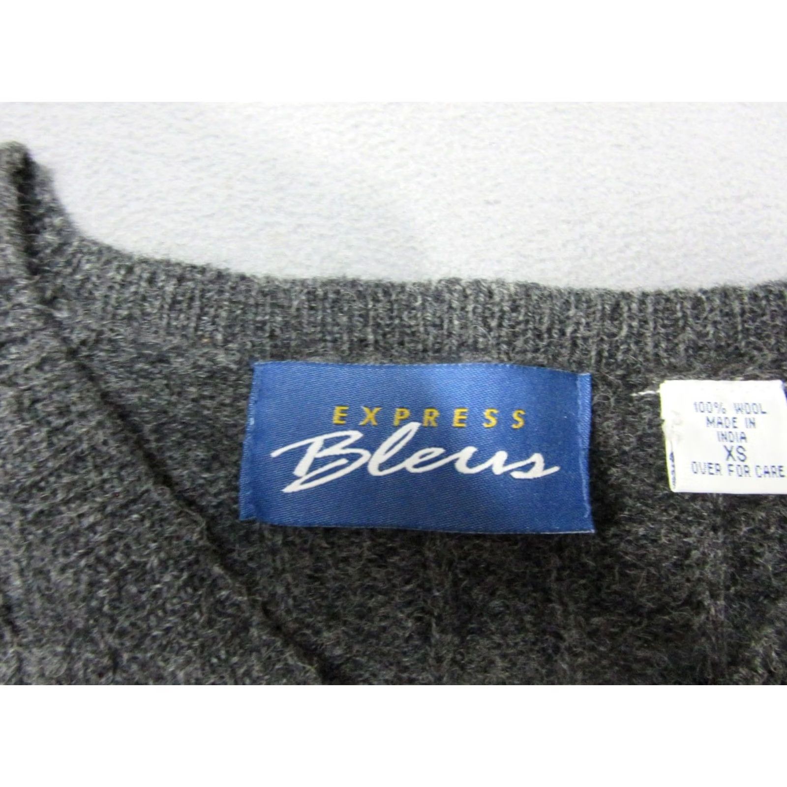 Express Express Sweater Womens XS Gray 100% Wool Cable Knit Bleus Pullover Crewneck Y2K Size XS / US 0-2 / IT 36-38 - 2 Thumbnail