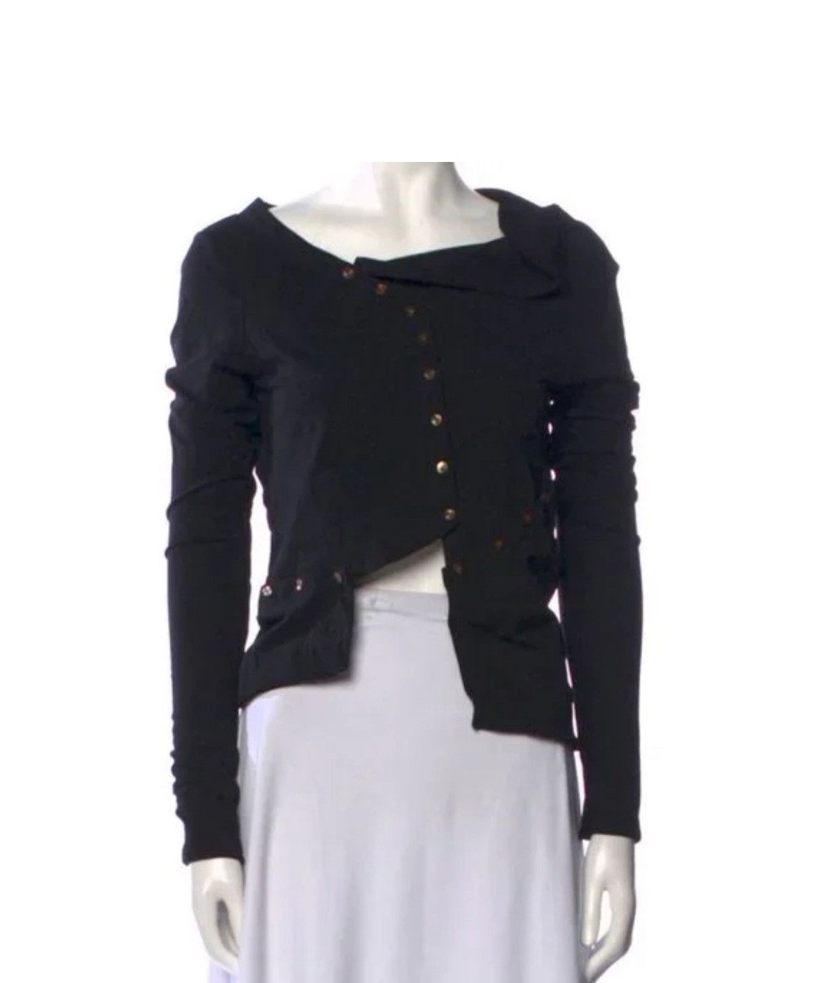 PRISCAVera Priscavera black asymmetrical button detail top Size M / US 6-8 / IT 42-44 - 5 Thumbnail