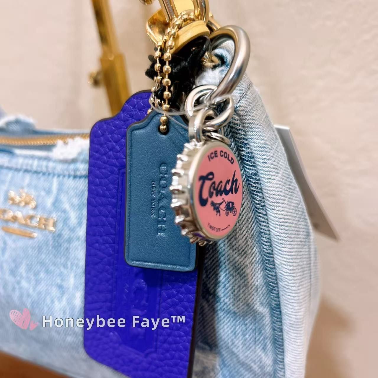 Coach Teri Shoulder Bag In Loved Denim With Charms CDY76 Size ONE SIZE - 6 Thumbnail