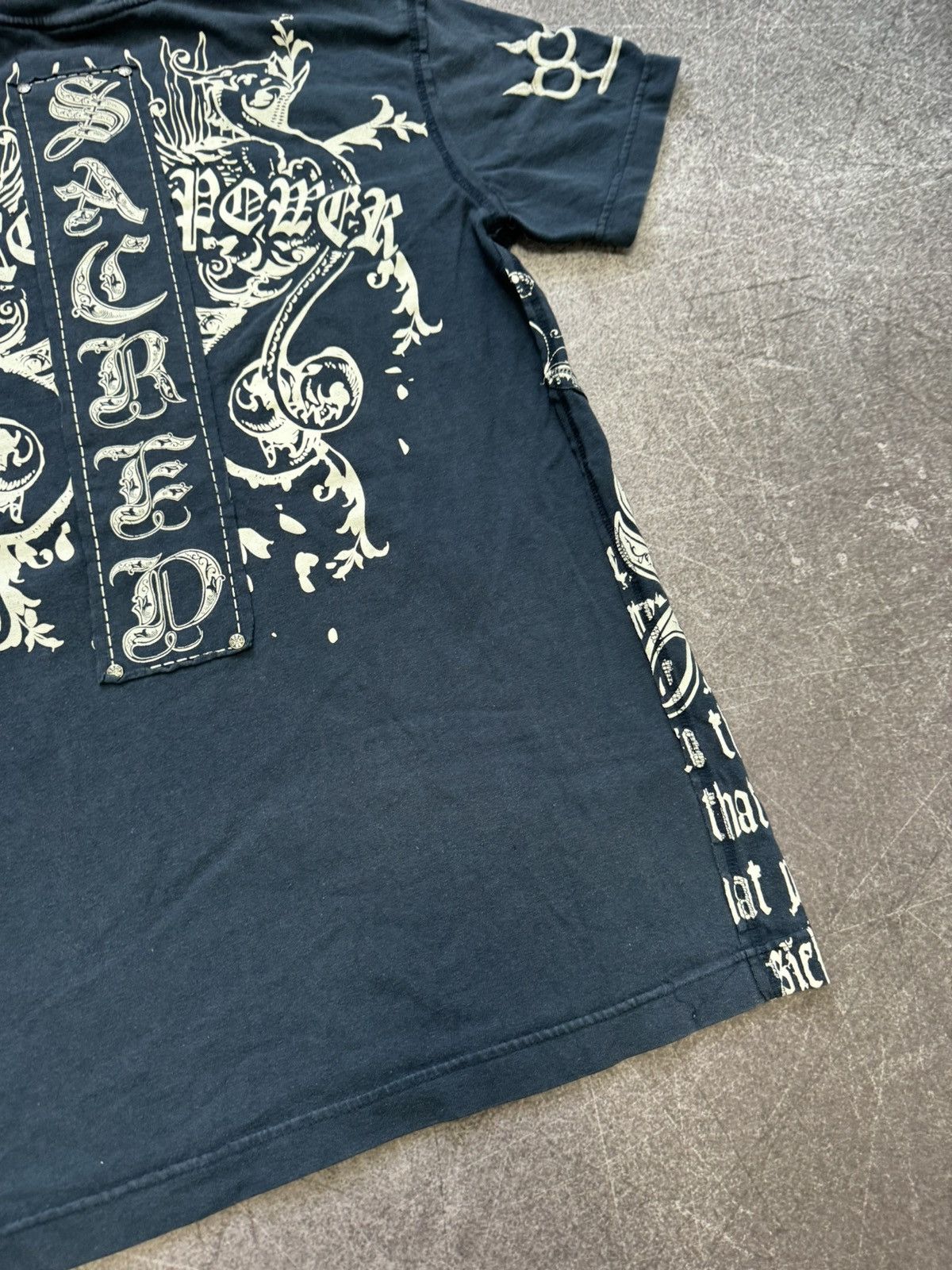 Affliction × Helix × Vintage Vintage Y2K Raw Blue Goth MMA Zipper Graphic T-Shirt Size US M / EU 48-50 / 2 - 15 Thumbnail