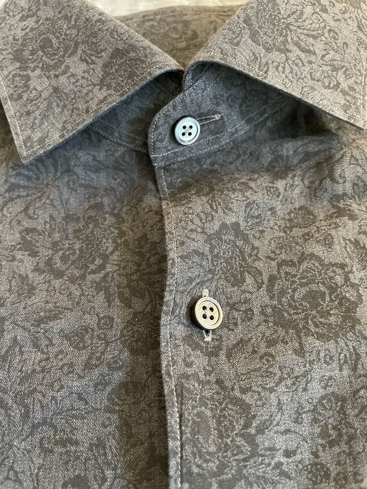 Ermenegildo Zegna Tonal Floral Print Spread Collar Shirt Size US XXL / EU 58 / 5 - 3 Thumbnail