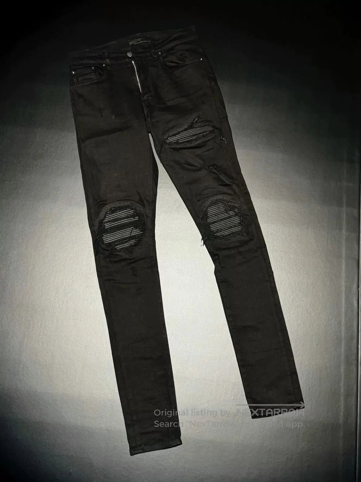 Amiri MX1 Stripe Patch Distressed Skinny Jeans. Size US 30 / EU 46 - 1 Thumbnail