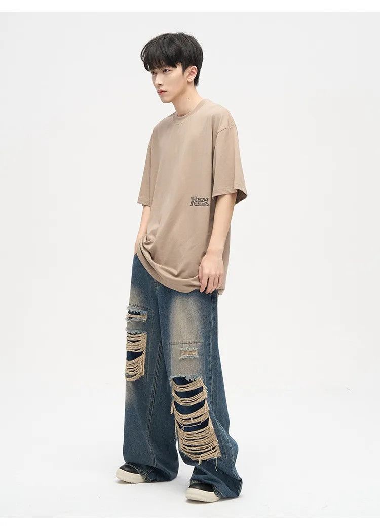 Trendy Loose-fit Straight-leg Jeans For Men