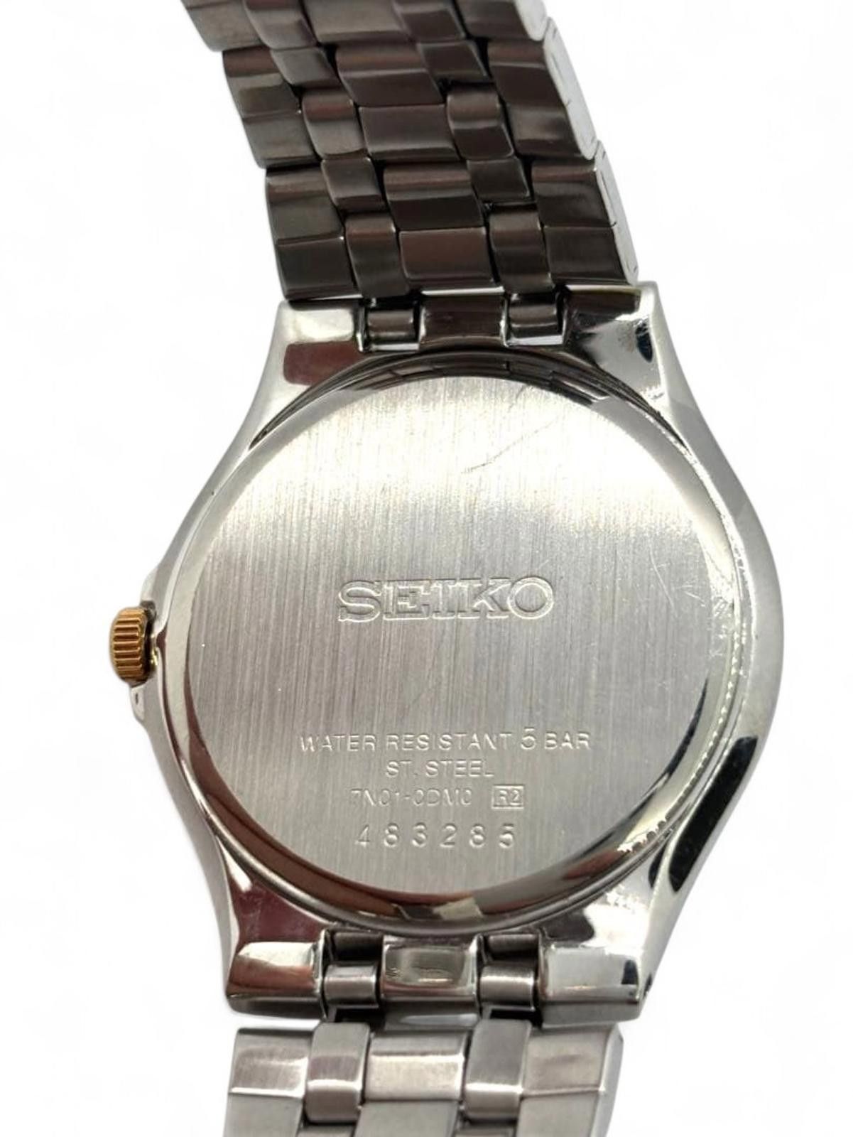 Seiko Seiko - Stainless Steel Men's Watch with Gold Accents Size ONE SIZE - 7 Thumbnail