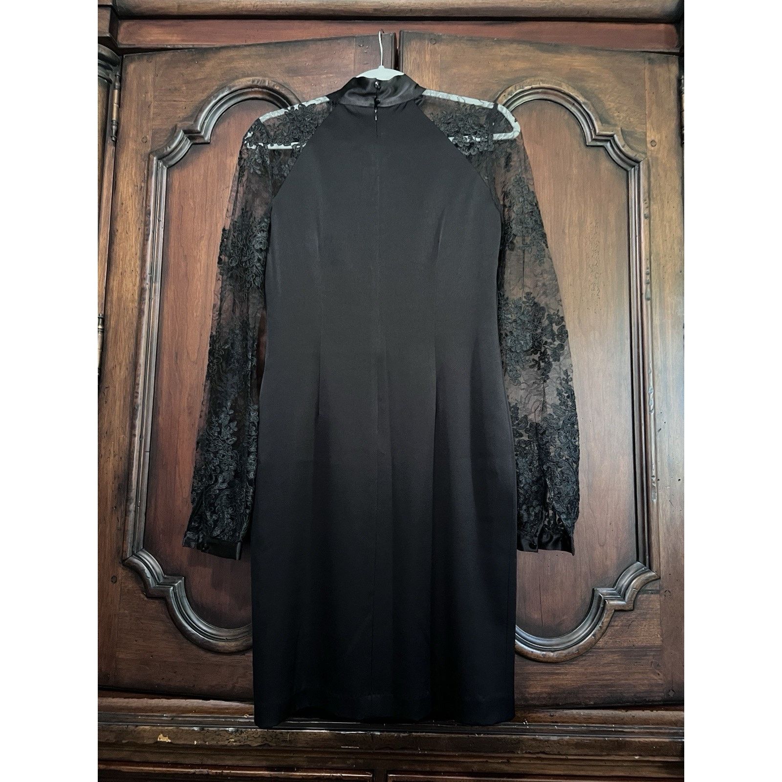 & Other Stories Kay Unger Cocktail Dress Black Sz 4 Lace Sleeve Retail $318 Size S / US 4 / IT 40 - 3 Thumbnail