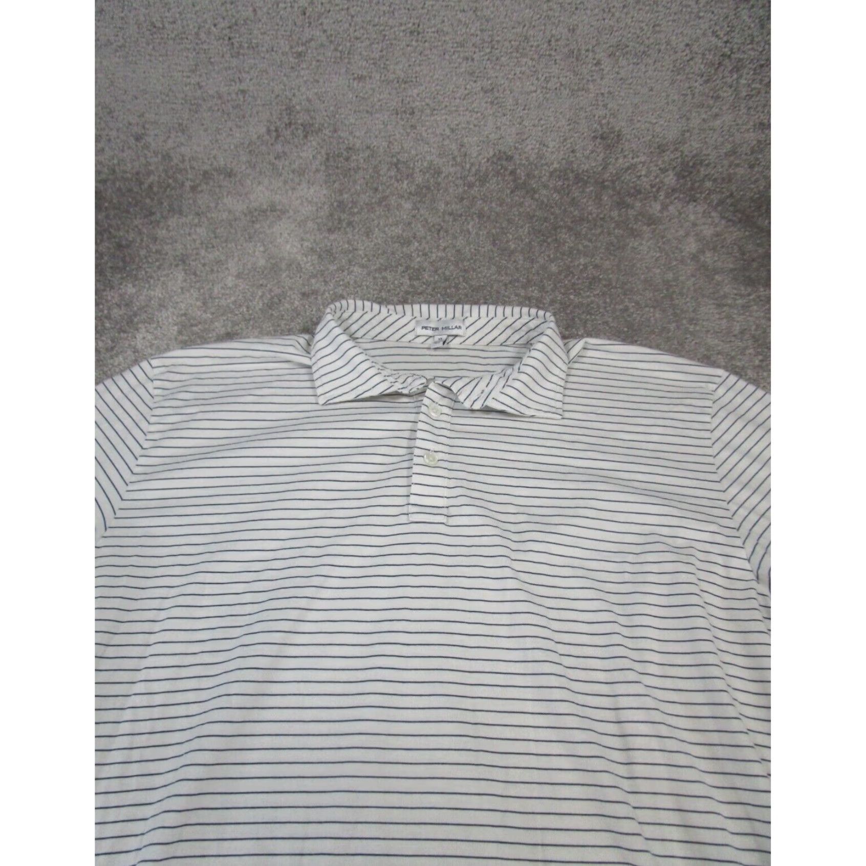 Peter Millar Peter Millar Golf Polo Shirt Mens XL White Striped Short Sleeve Regular Fit Size US XL / EU 56 / 4 - 2 Thumbnail
