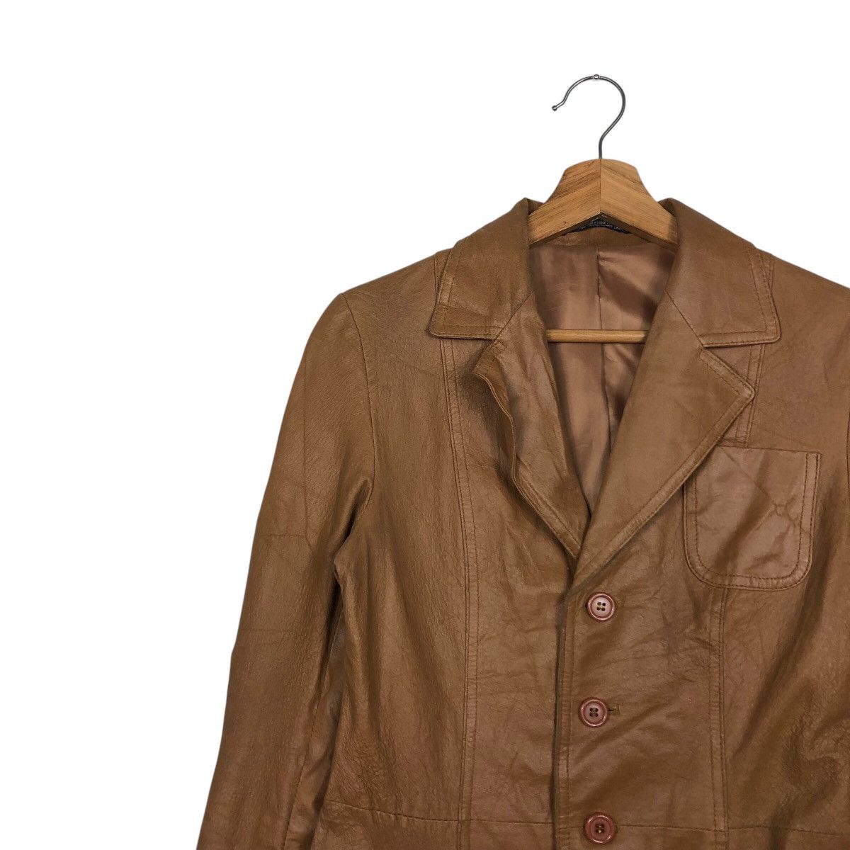 Japanese Brand 📌Vintage Cropped Button Leather Jacket Ined Yohji Yamamoto Size US M / EU 48-50 / 2 - 8 Thumbnail