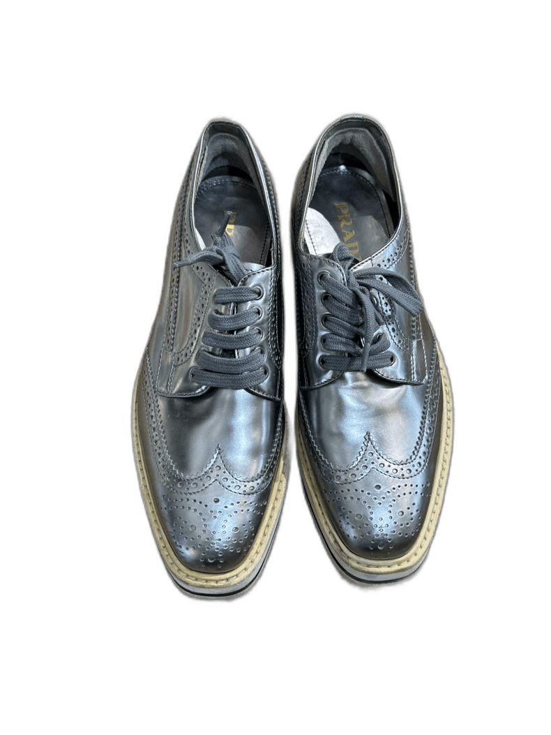 Prada Prada Silver Platform Brogue Shoes Size 36-2506 Size US 6 / IT 36 - 1 Thumbnail