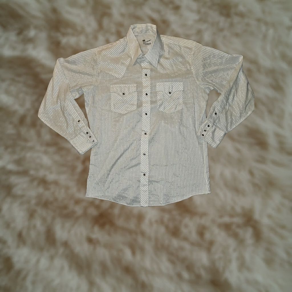 Vintage VINTAGE Dickson-Jenkins Pearl Snap Shirt Men L White Striped Western Long Sleeve Shirt Size US L / EU 52-54 / 3 - 1 Thumbnail