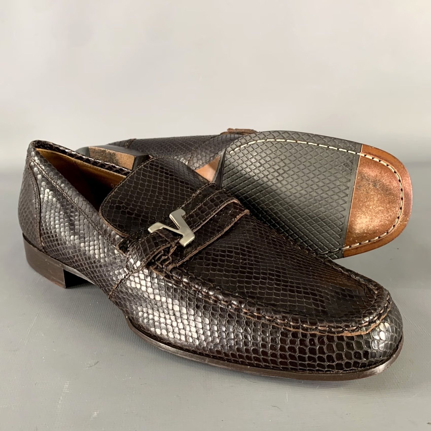 Versace GIANNI VERSACE Size 10 Brown Python Loafer Loafers Mens Adult Leather Dress Loafer Size US 10 / EU 43 - 5 Thumbnail