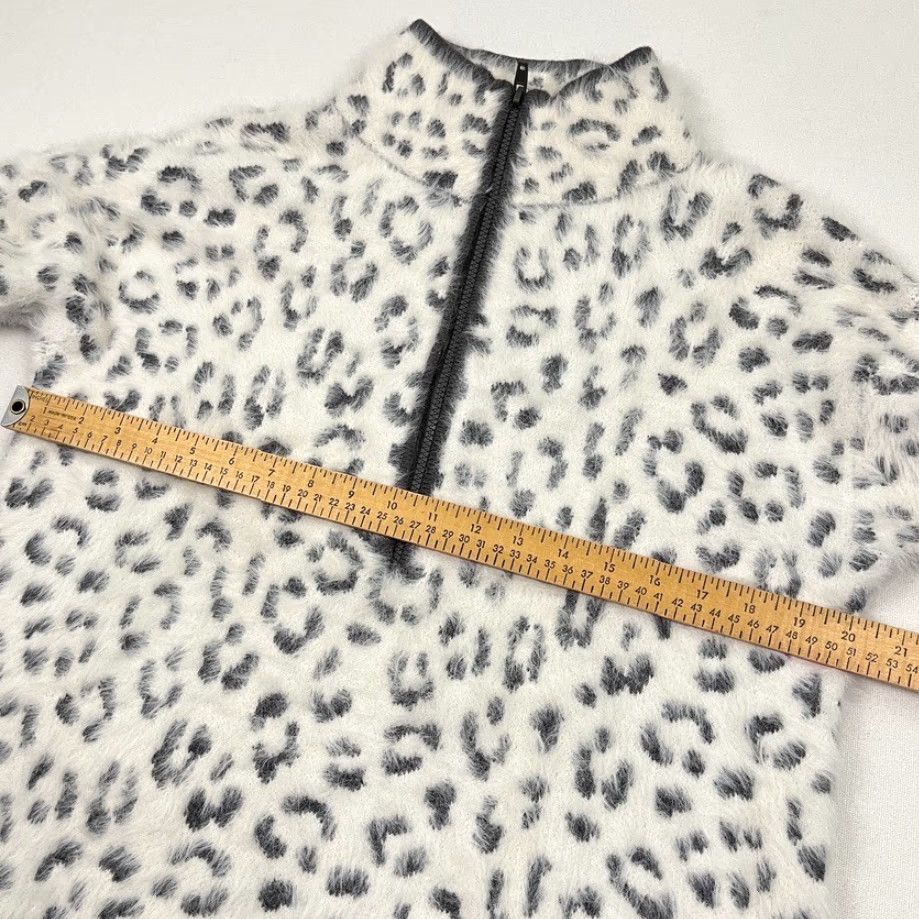 Anthropologie Anthropologie Snow Leopard Cindy Half Zip Pullover Sweater Womens M Knit Fuzzy Size M / US 6-8 / IT 42-44 - 4 Thumbnail