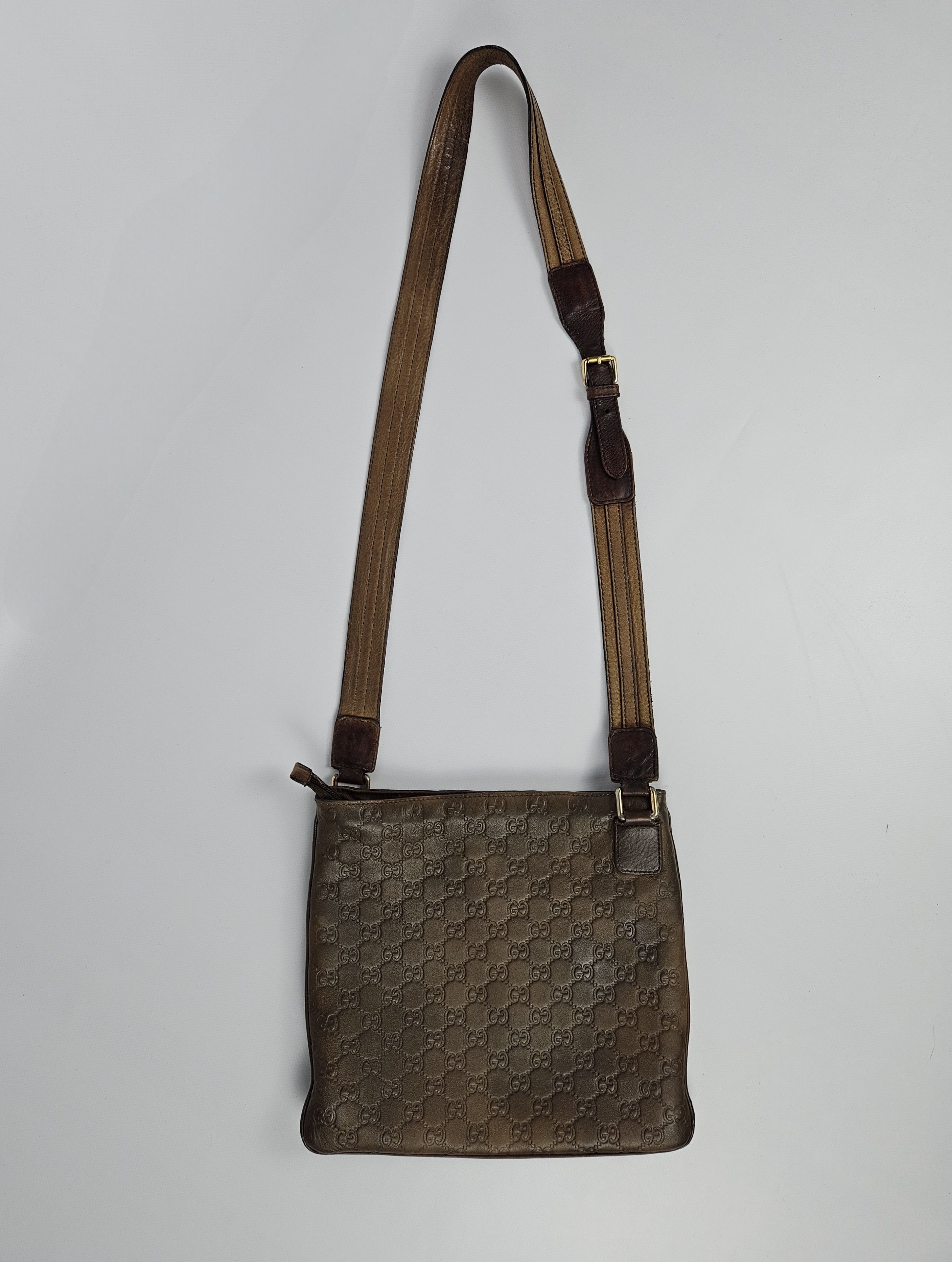 image of Gucci Guccissima GG Calf Leather Shoulder Crossbody Bag in Brown, Men's