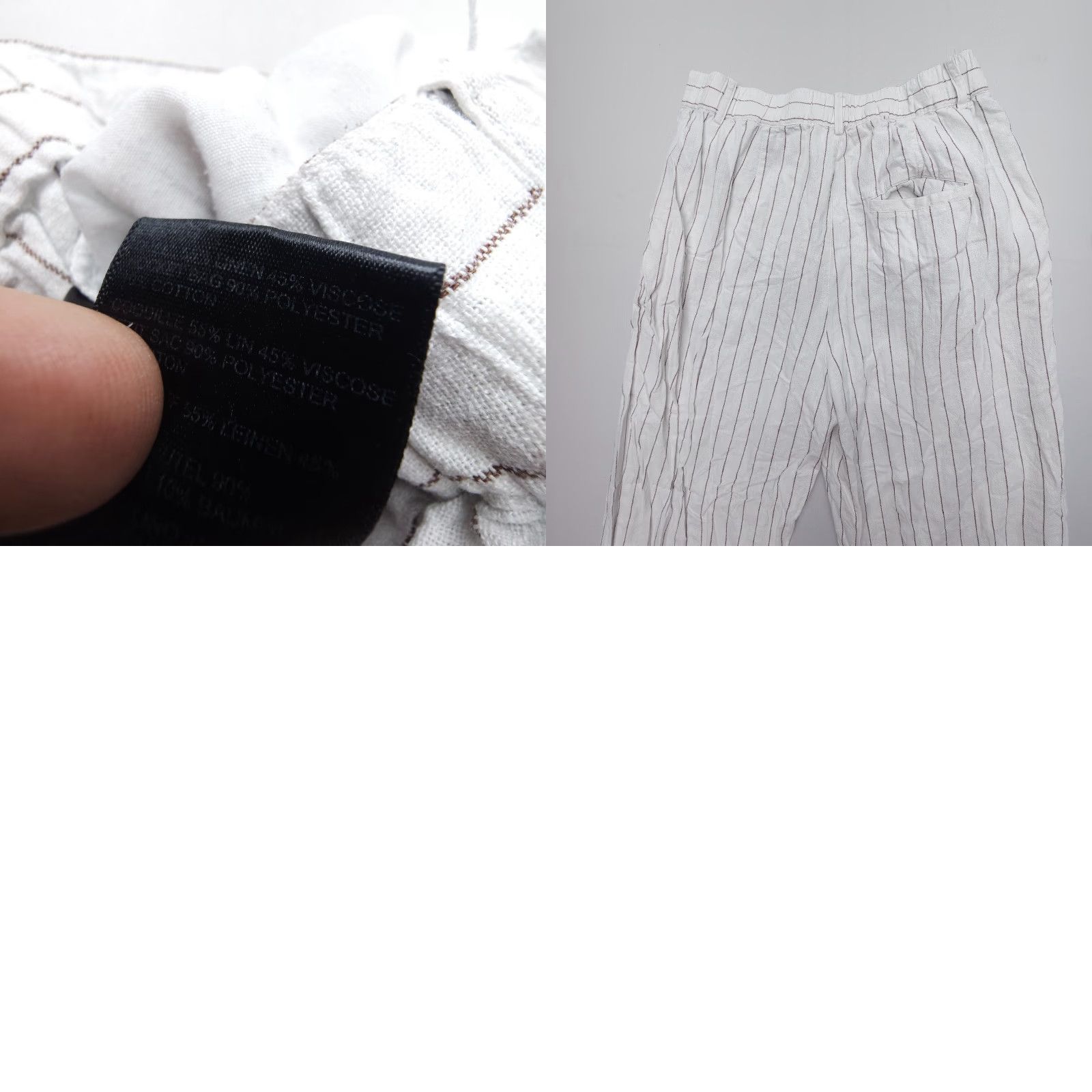 Urban Outfitters Urban Outfitters High Rise Pleated Pants Striped Linen Blend Wide-Leg Women L Regular White Bohemian 90s? Size 36" / US 14 / IT 50 - 8 Thumbnail
