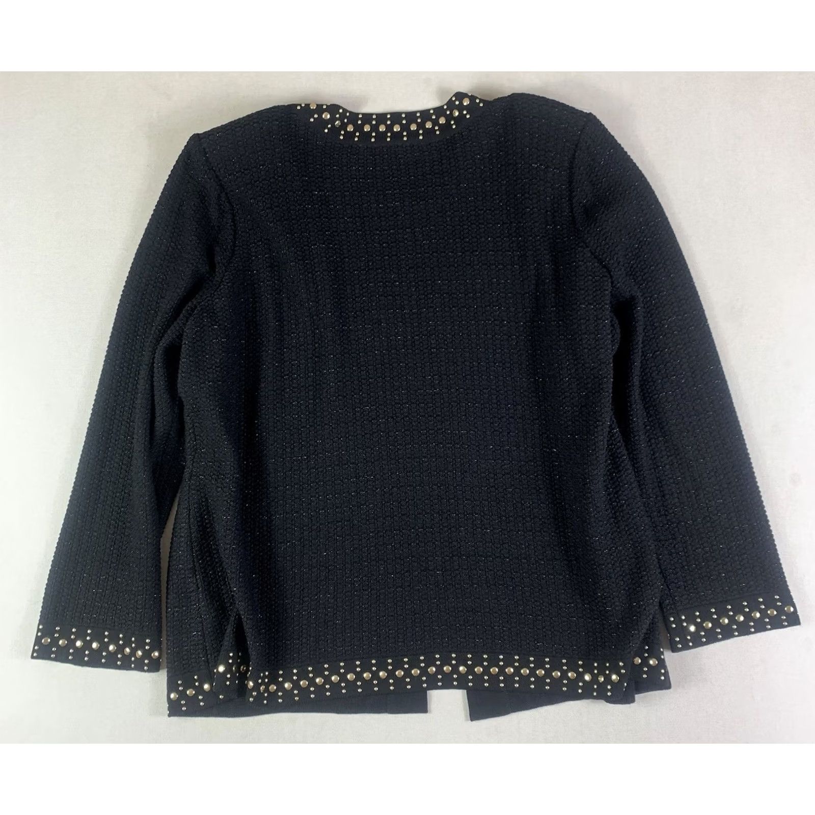 Vintage Misook Jacket Womens XL Black Heritage Fit Gold Studded Knit Cardigan Blazer Size XL / US 12-14 / IT 48-50 - 5 Thumbnail