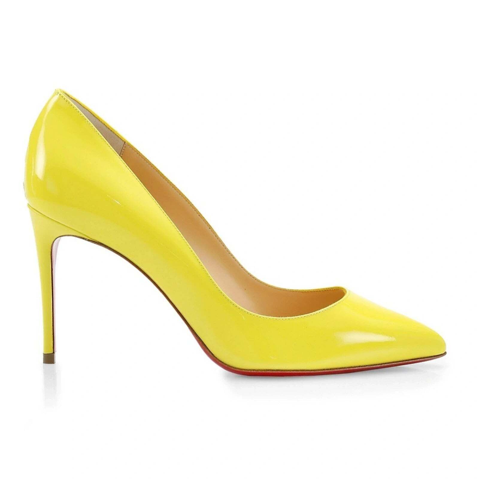 Christian Louboutin Pigalle Follies 85 Citronnade Yellow Patent Heel Pump 37 Size US 7 / IT 37 - 1 Thumbnail