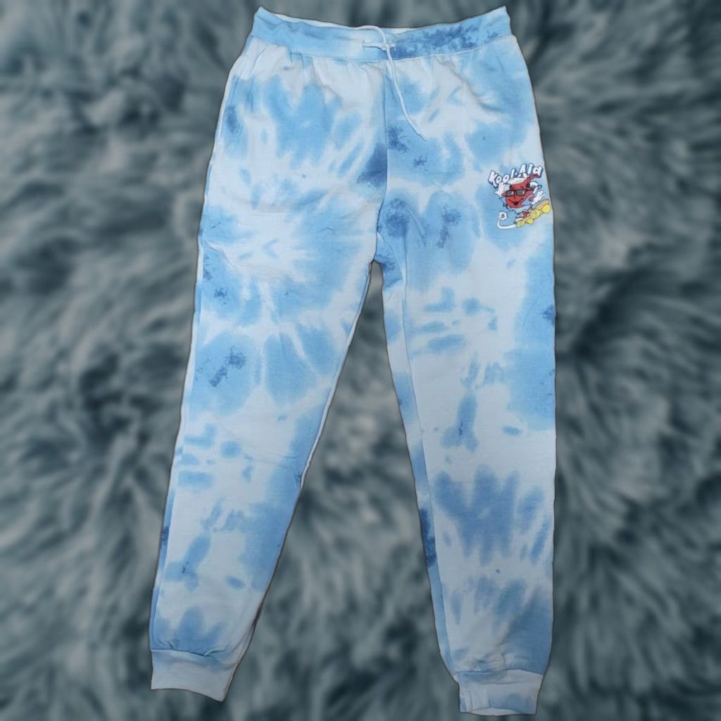 Mad Engine Kool Aid Man Lemonade Logo Tie Dye Sweat Pants Joggers M NEW NWT Blue Unisex Adults M Pants Cotton Blend Drawstring Tapered Kn Size 32" / US 10 / IT 46 - 1 Thumbnail