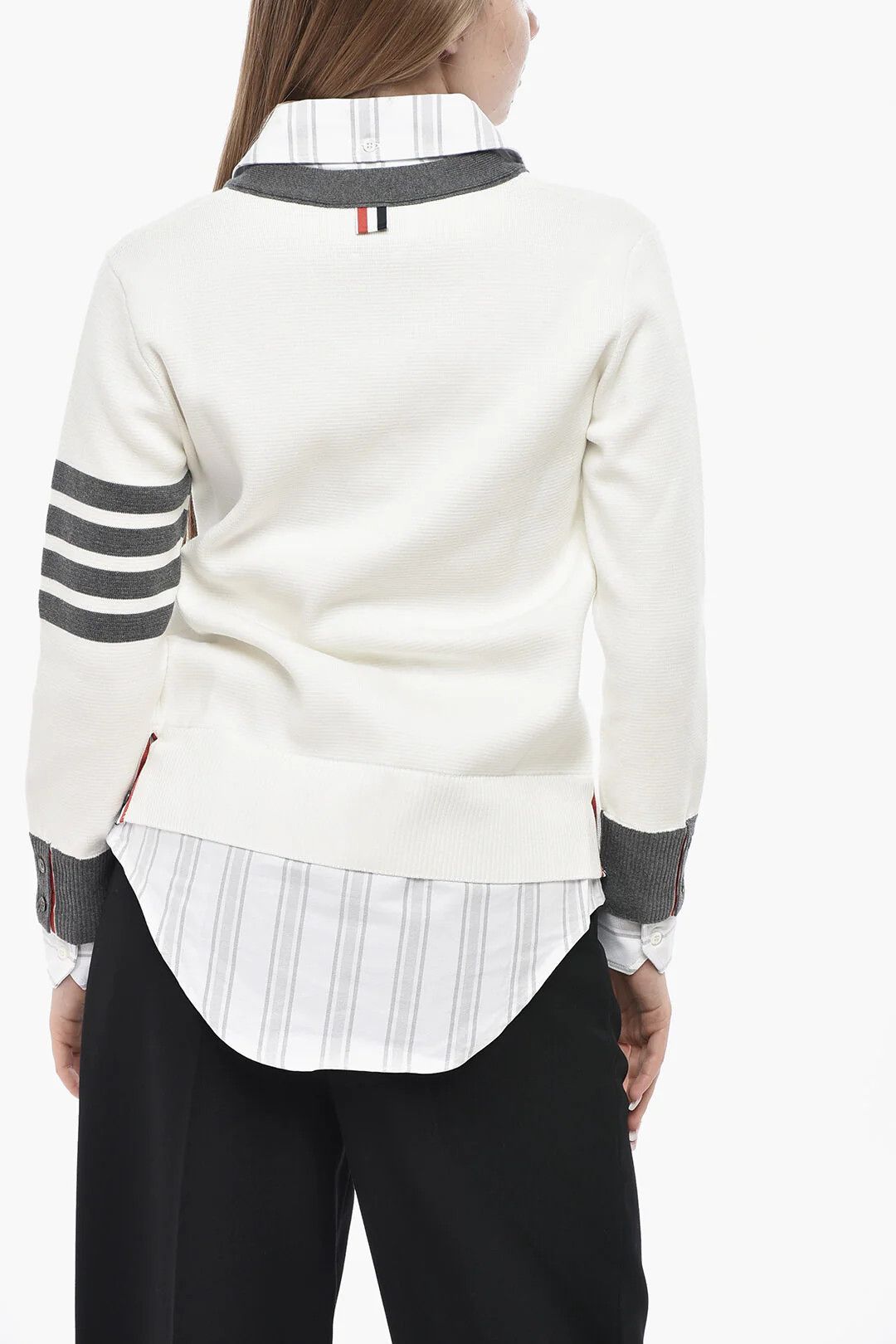 Thom Browne og1mm0426 Double-Fabric Cardigan in White Size M / US 6-8 / IT 42-44 - 2 Thumbnail