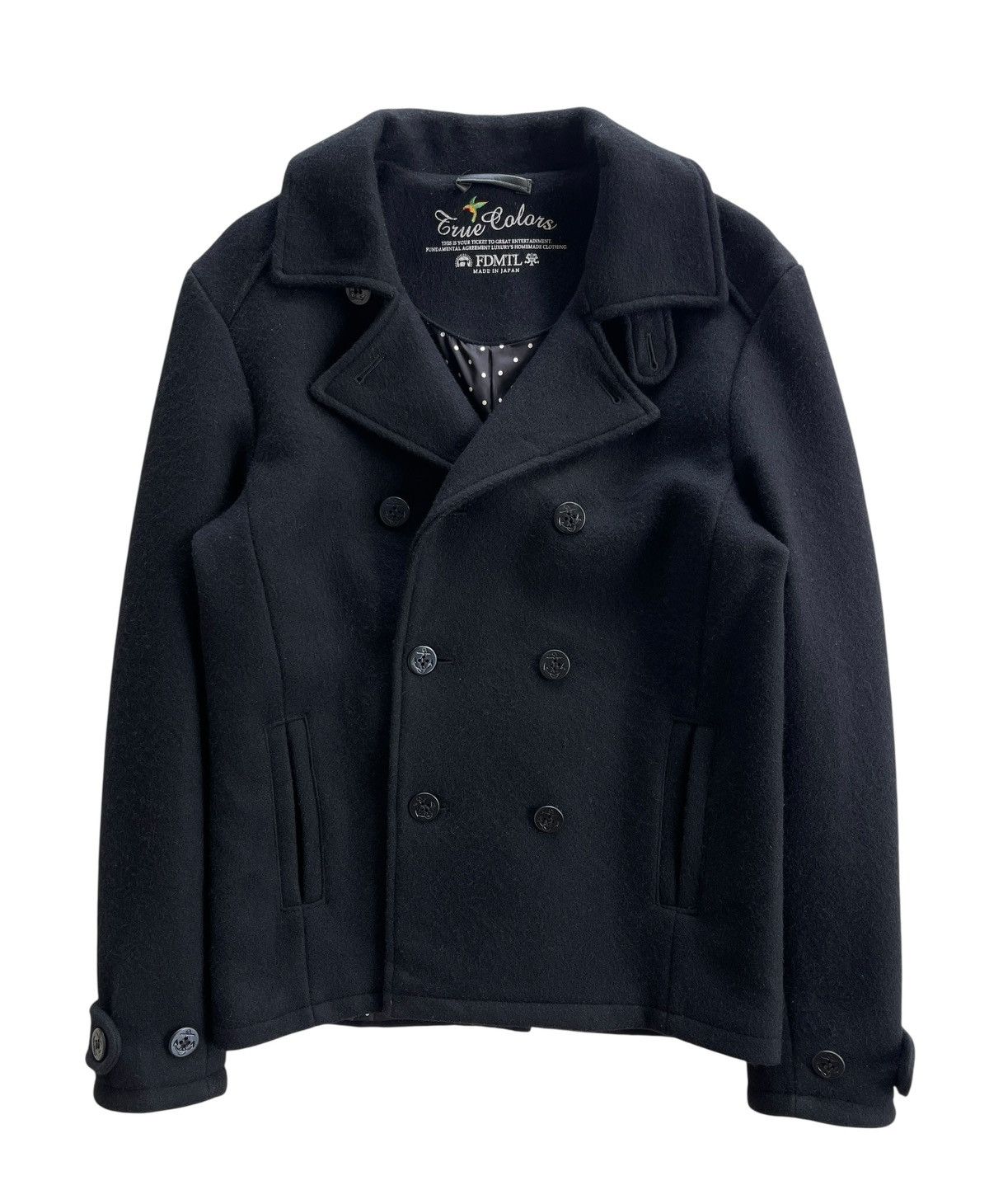 FDMTL FDMTL Wool Black Pea Jacket Size L / US 10 / IT 46 - 1 Thumbnail
