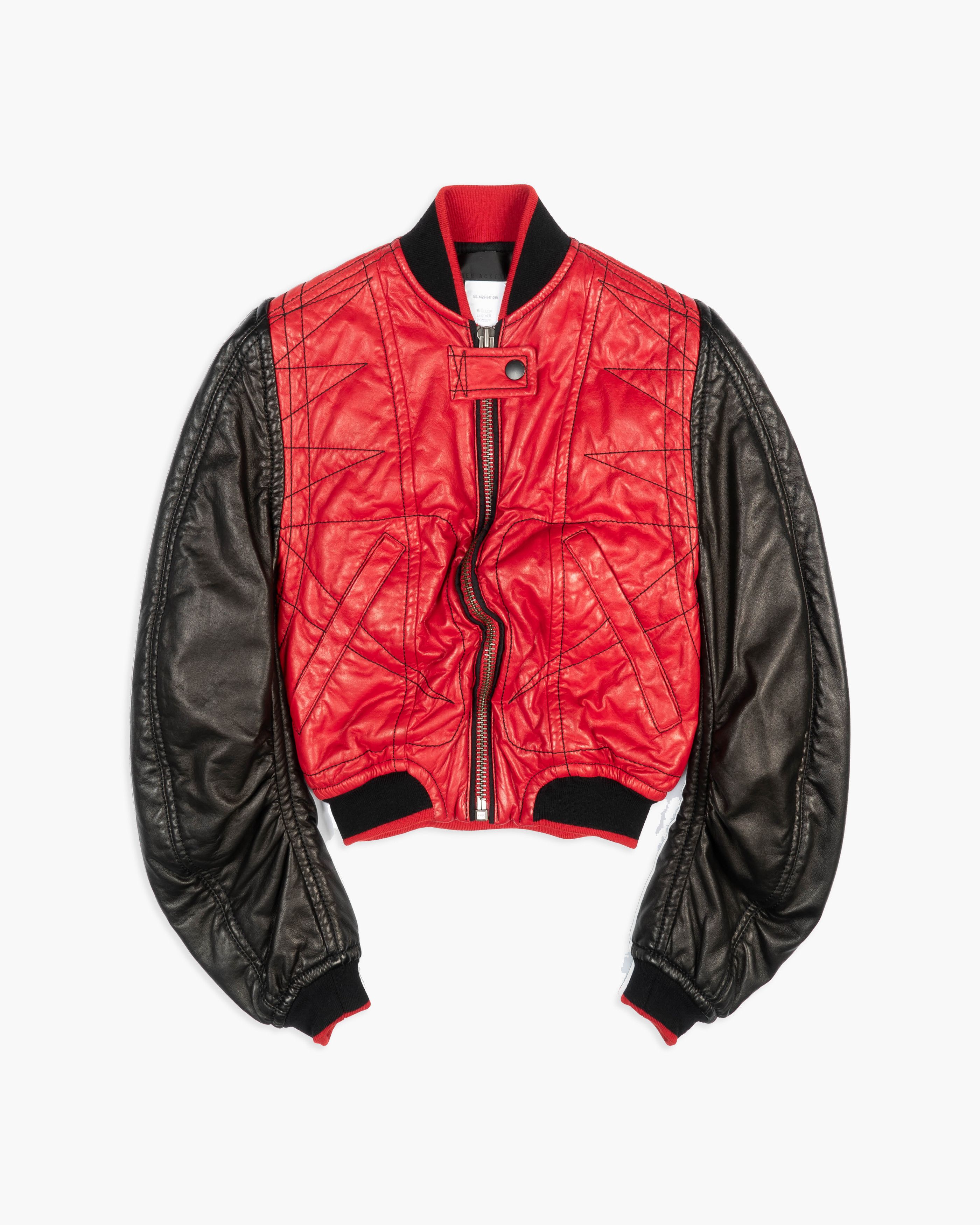 Haider Ackermann SS18 Round Bomber in Red & Black Leather Size XXS / US 00 / IT 34 - 7 Thumbnail