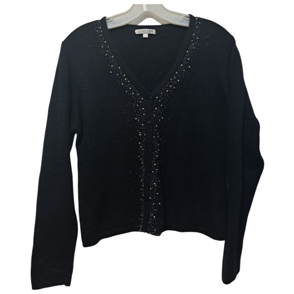Other Avalin Angora Rhinestones Embellished Y2K Cardigan Gothic Sw Size L / US 10 / IT 46 - 2 Thumbnail