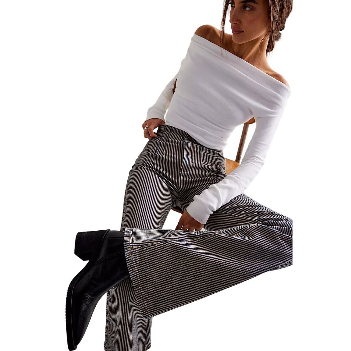 Free People $98 MSRP-Free People Jayde Railroad Flare Jeans-Sz 27 - NWOT Size 27" / US 4 / IT 40 - 4 Thumbnail