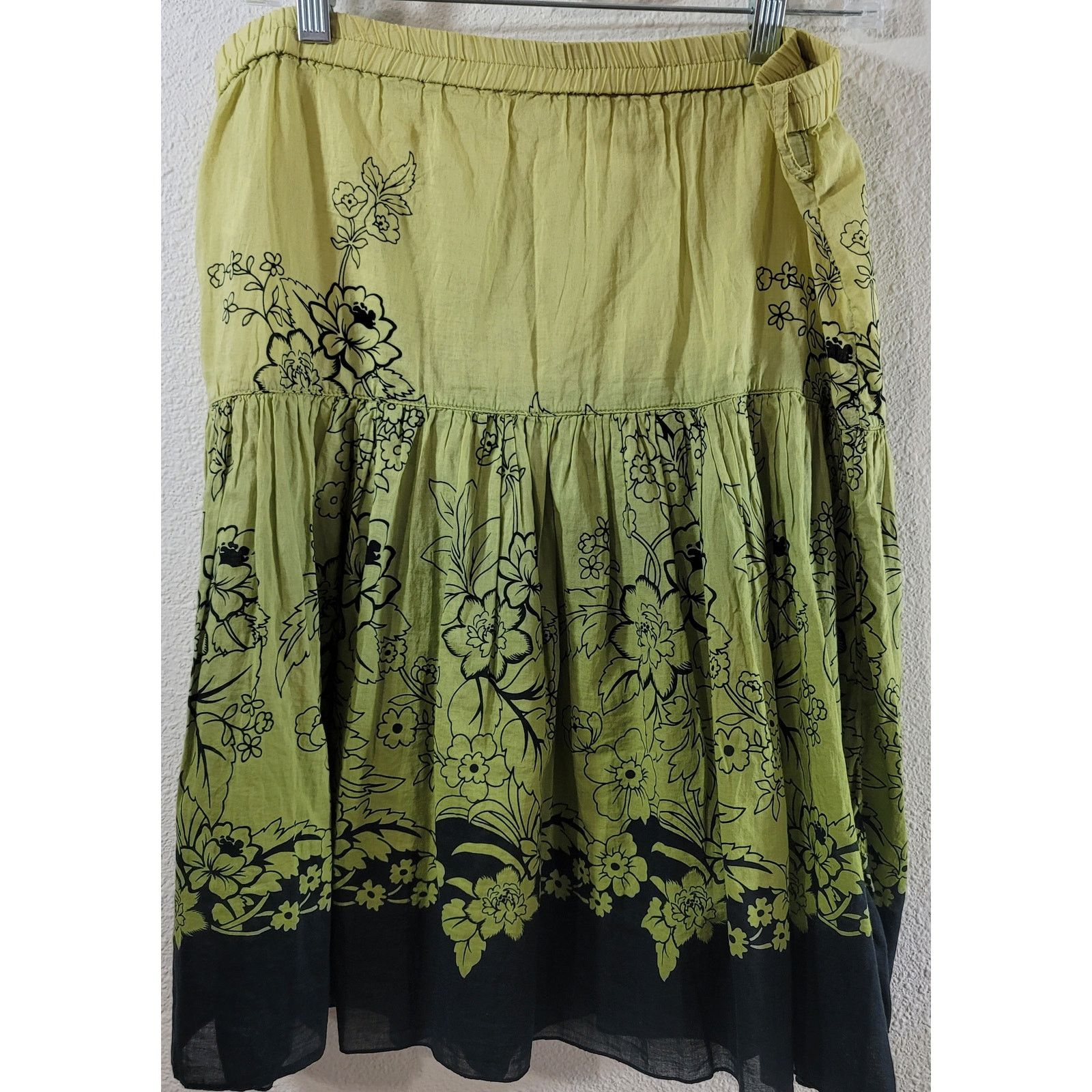 Other Green Ombre Black Floral Print A Line Mini Skirt Medium Size 34" / US 12 / IT 48 - 2 Thumbnail