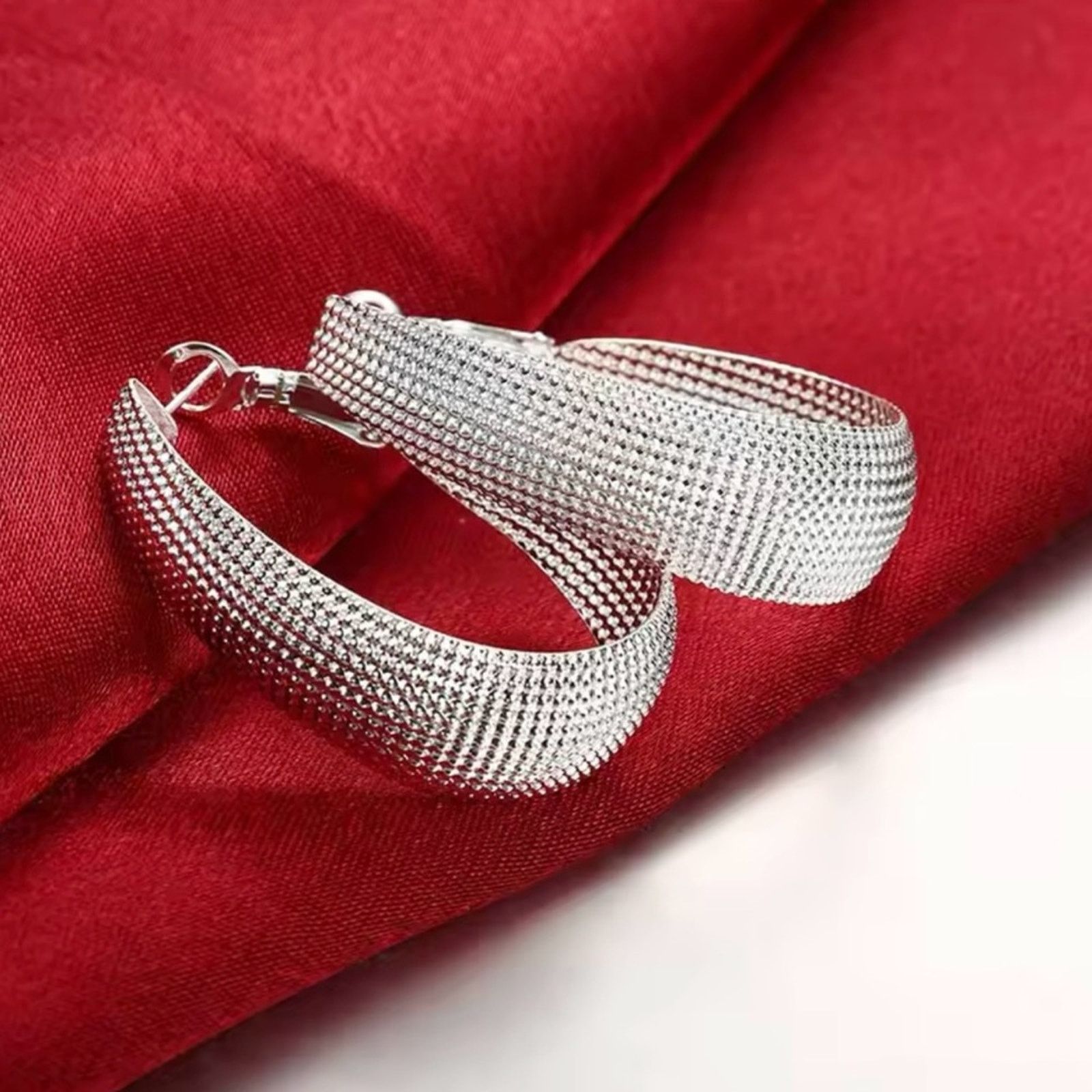 Other Silver plated Wide Hoop Earring Size ONE SIZE - 1 Thumbnail