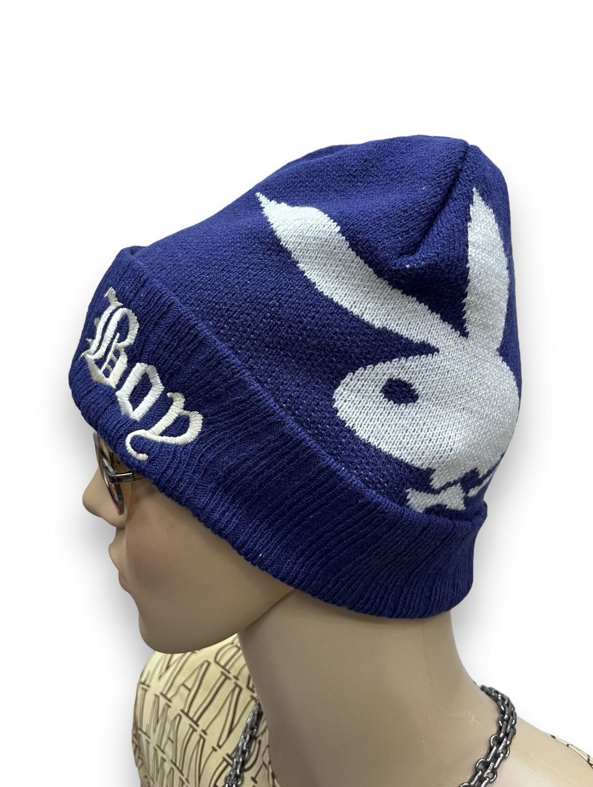 Playboy FYE 90’s PLAYBOY Classis Script Spell-Out Big Bunny Beanie💥 Size ONE SIZE - 2 Thumbnail